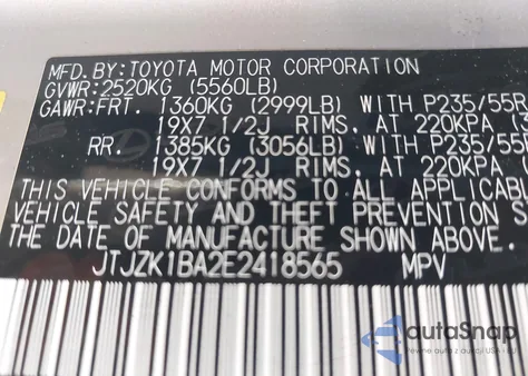 2014 Lexus Rx 350 z USA, uszkodzony, nr VIN JTJZK1BA2E2418565